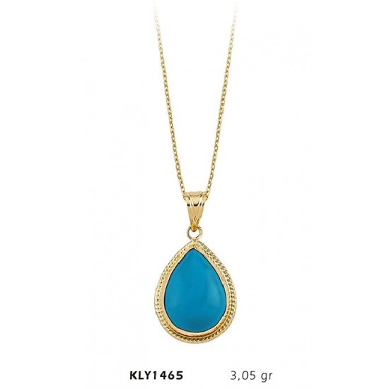 14 Ayar Altın Firuze Taşlı Kolye KLY1465