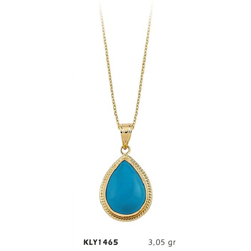 14 Ayar Altın Firuze Taşlı Kolye KLY1465