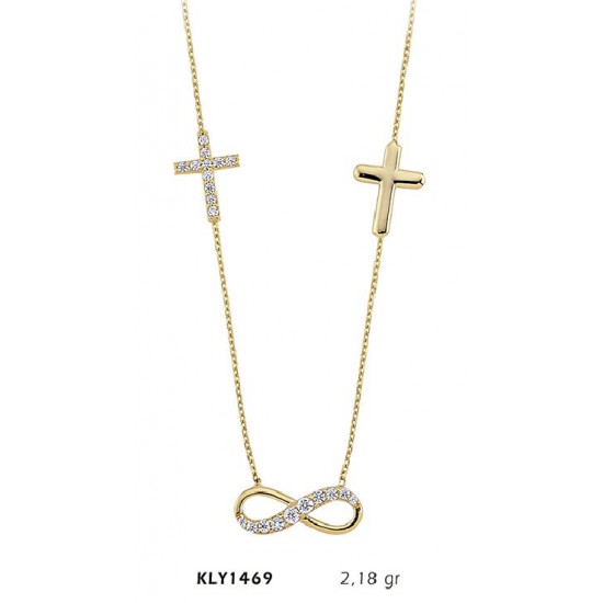 14 Ayar Altın Haç Sonsuzluk Kolye KLY1469