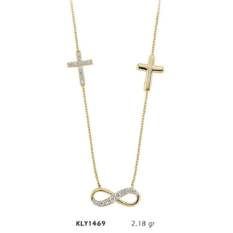 14 Ayar Altın Haç Sonsuzluk Kolye KLY1469