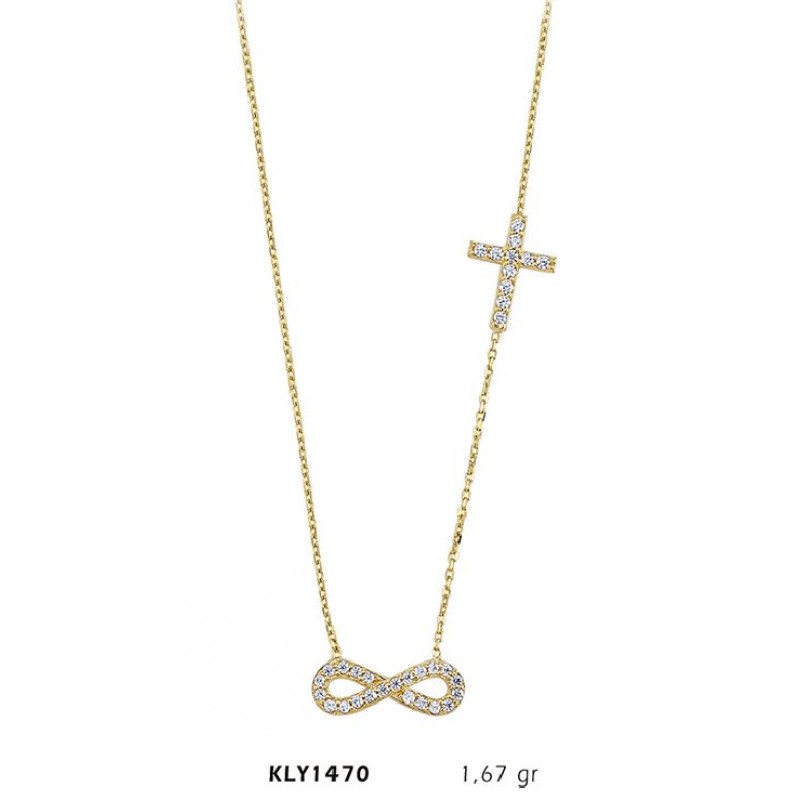 14 Ayar Altın Haç Sonsuzluk Kolye KLY1470