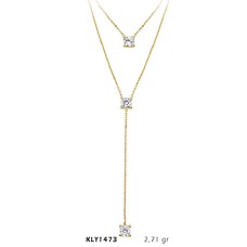 14 Ayar Altın Üç Taş Kolye KLY1473
