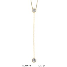 14 Ayar Altın İki Taş Kolye KLY1474