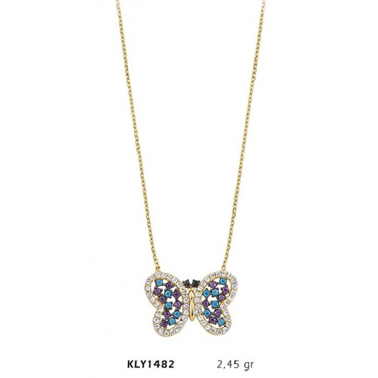 14 Ayar Altın Kelebek Kolye KLY1482