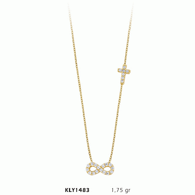 14 Ayar Altın Haç Sonsuzluk Kolye KLY1483