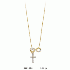 14 Ayar Altın Sallantı Haç Sonsuzluk Kolye KLY1484