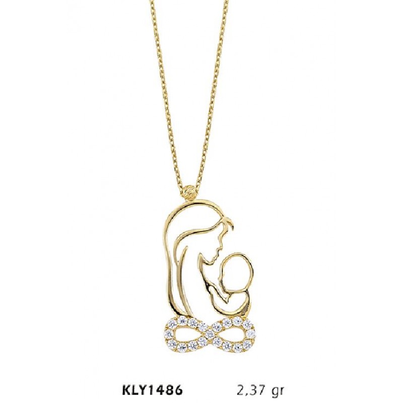 14 Ayar Altın Anne Bebek Kolye KLY1486