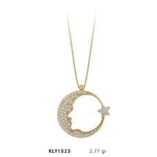 14 Ayar Altın Atatürk Ay Yıldız Kolye KLY1523
