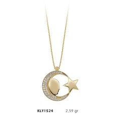 14 Ayar Altın Ayyıldız Kolye KLY1524