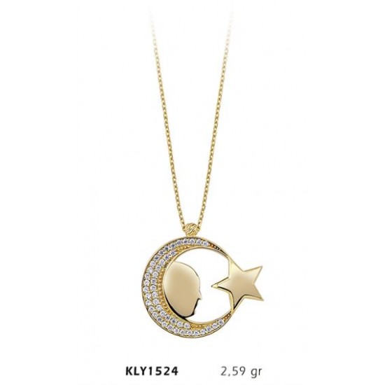 14 Ayar Altın Ayyıldız Kolye KLY1524