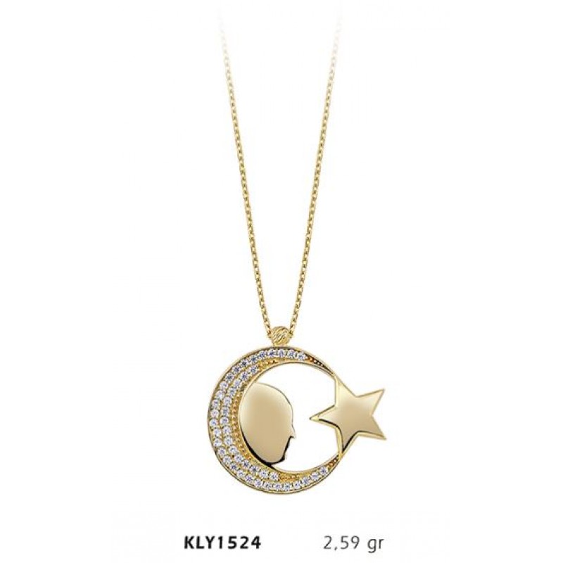 14 Ayar Altın Ayyıldız Kolye KLY1524