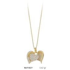 14 Ayar Altın Birleşik Kalp Kolye KLY1527