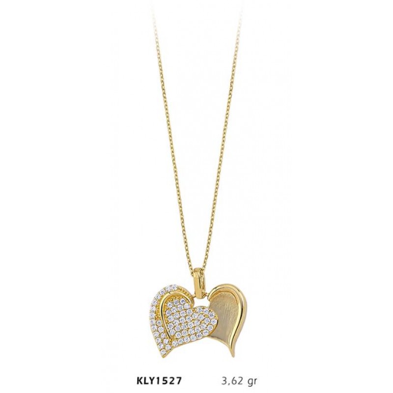 14 Ayar Altın Birleşik Kalp Kolye KLY1527