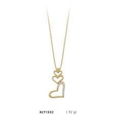 14 Ayar Altın Üç Kalp Kolye KLY1532