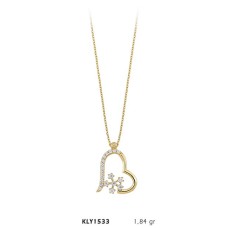 14 Ayar Altın Kar Tanesi Kalp Kolye KLY1533