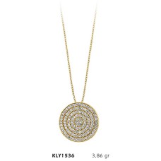 14 Ayar Altın Taşlı Daire Kolye KLY1536