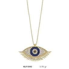 14 Ayar Altın Nazarlı Göz Kolye KLY1542