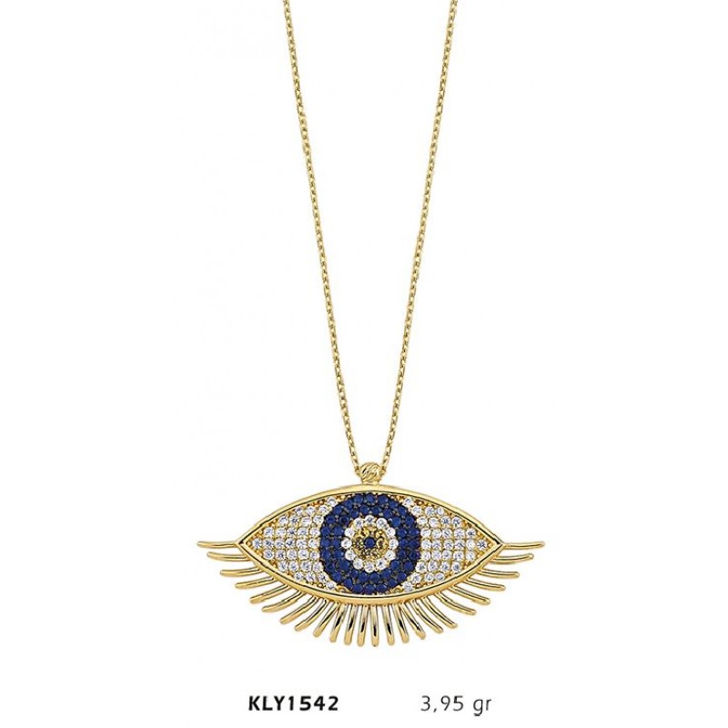 14 Ayar Altın Nazarlı Göz Kolye KLY1542