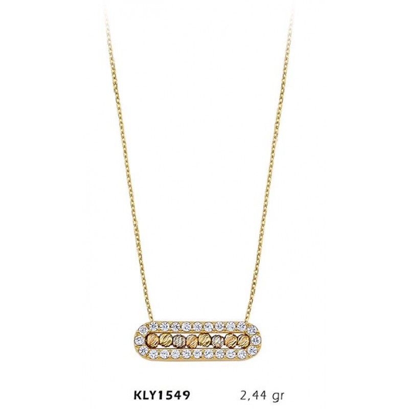 14 Ayar Altın Sıralı Top Kolye KLY1549