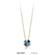 14 Ayar Altın Renkli Yonca Kolye KLY1559