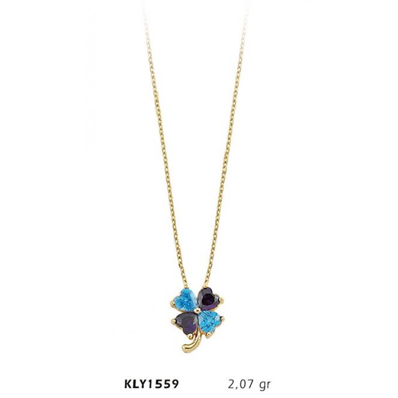 14 Ayar Altın Renkli Yonca Kolye KLY1559