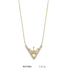 14 Ayar Altın Kral Tacı Kolye KLY1566