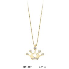 14 Ayar Altın Kral Tacı Kolye KLY1567