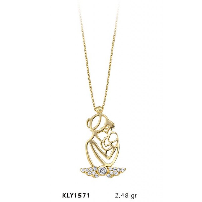 14 Ayar Altın Anne Bebek Kolye KLY1571
