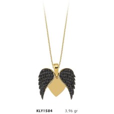 14 Ayar Altın Kanatlı Kalp Kolye KLY1584