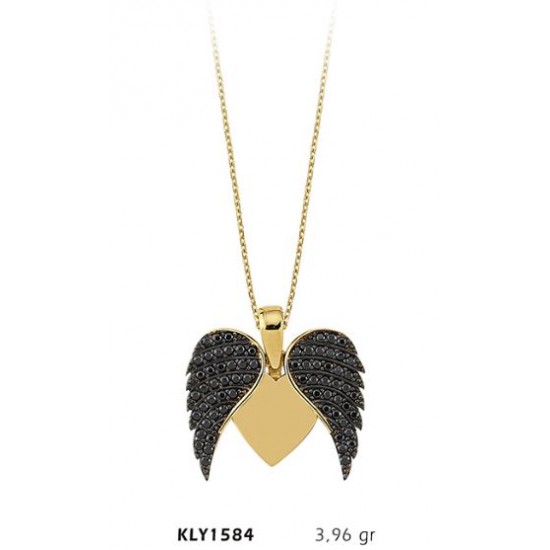 14 Ayar Altın Kanatlı Kalp Kolye KLY1584