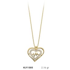 14 Ayar Altın Kalp Ritim Kolye KLY1585