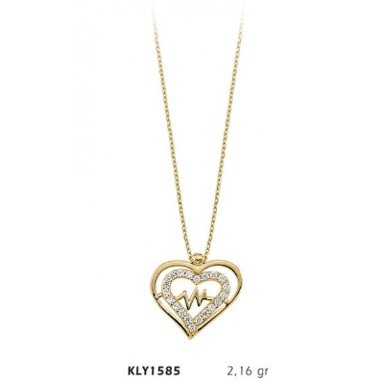 14 Ayar Altın Kalp Ritim Kolye KLY1585