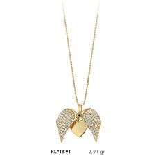 14 Ayar Altın Kanatlı Kalp Kolye KLY1591