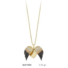14 Ayar Altın Kanatlı Kalp Kolye KLY1592