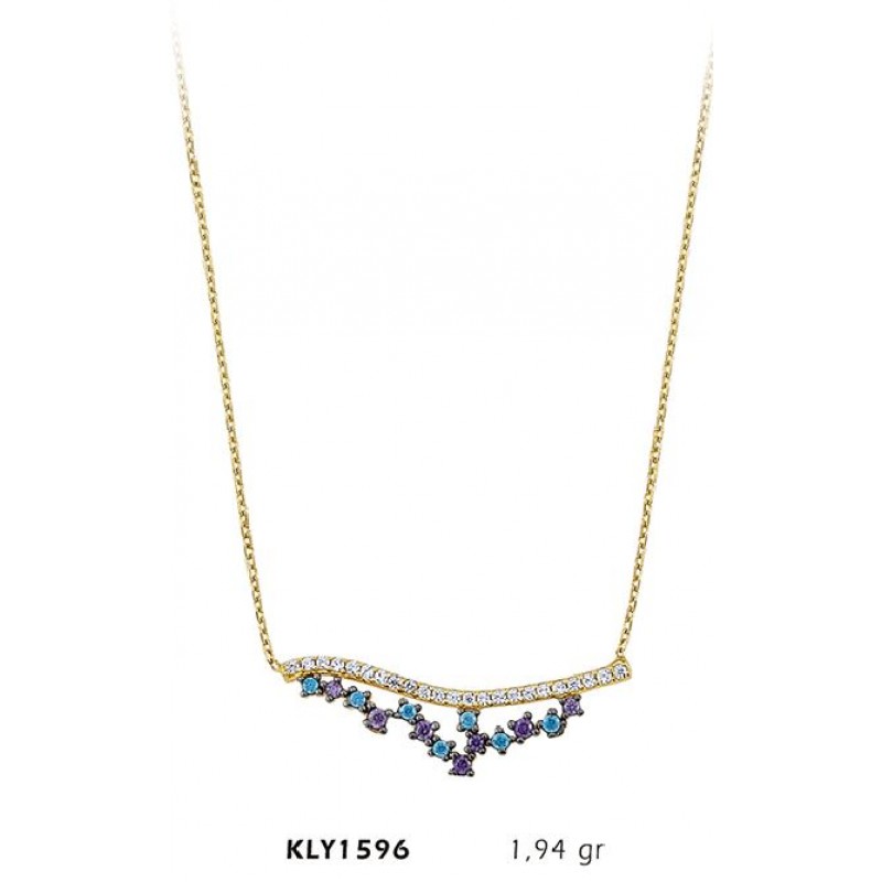 14 Ayar Altın Sıra Taş Kolye KLY1596