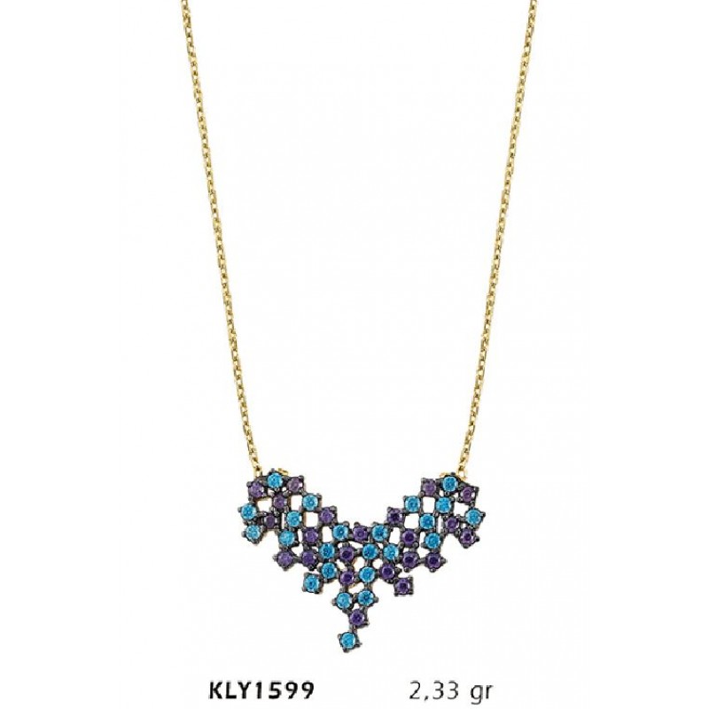 14 Ayar Altın Renkli Taş Kolye KLY1599