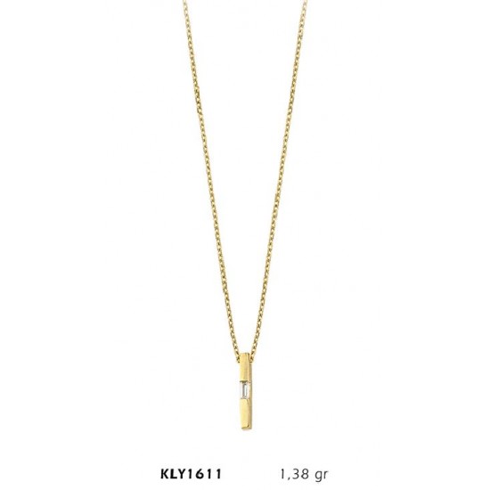 14 Ayar Altın Taşlı Çubuk Kolye KLY1611