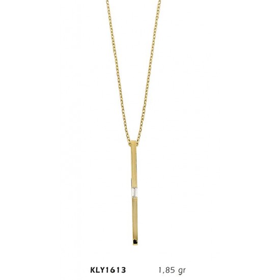14 Ayar Altın Taşlı Çubuk Kolye KLY1613