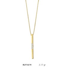 14 Ayar Altın Üç Taşlı Çubuk Kolye KLY1614