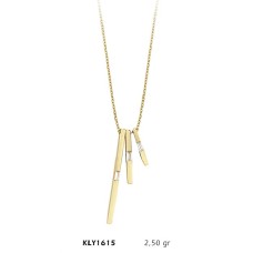 14 Ayar Altın Üç Taşlı Çubuk Kolye KLY1615