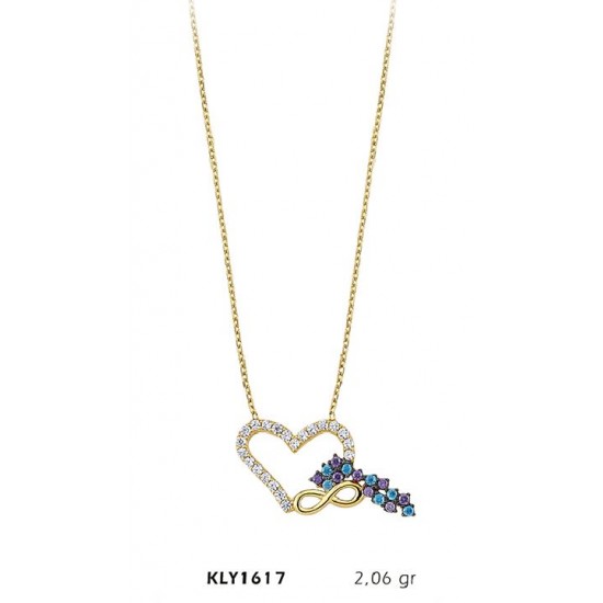 14 Ayar Altın Kalp Sonsuzluk Kolye KLY1617
