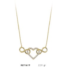 14 Ayar Altın Kalp Sonsuzluk Kolye KLY1619