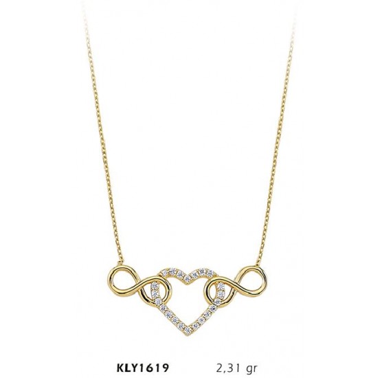 14 Ayar Altın Kalp Sonsuzluk Kolye KLY1619