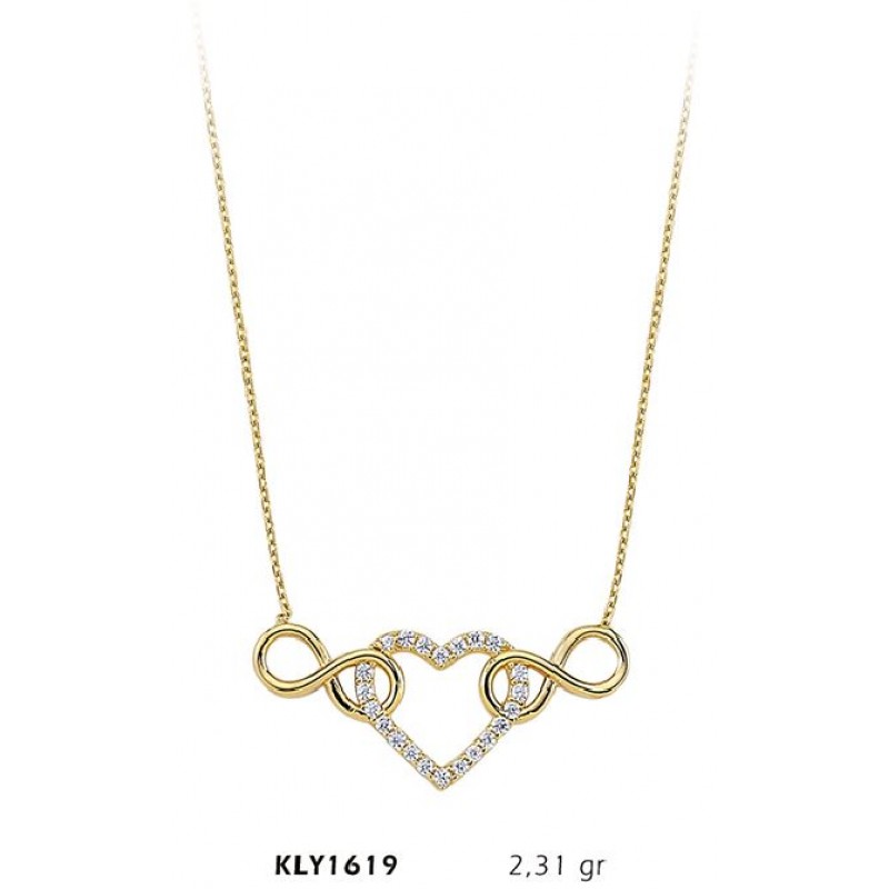 14 Ayar Altın Kalp Sonsuzluk Kolye KLY1619