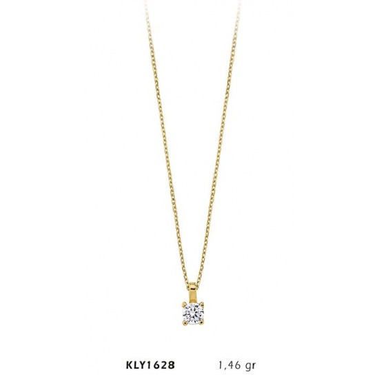 14 Ayar Altın Tektaş Kolye KLY1628