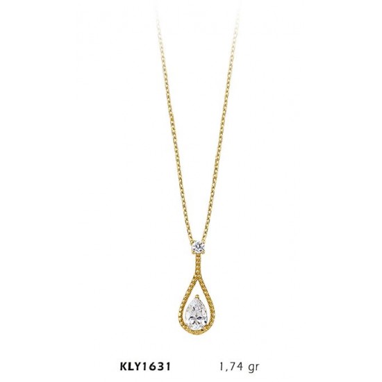 14 Ayar Altın Damla Model Kolye KLY1631 
