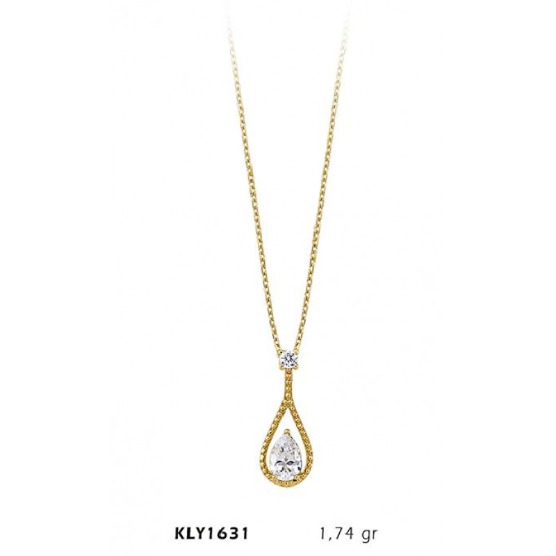 14 Ayar Altın Damla Model Kolye KLY1631 