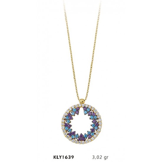 14 Ayar Altın Renkli Taşlı Kolye KLY1639