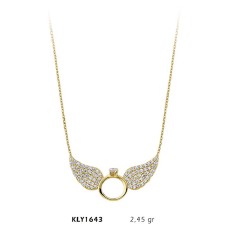 14 Ayar Altın Kanatlı Yüzük Kolye KLY1643