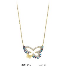 14 Ayar Altın Renkli Kelebek Kolye KLY1646